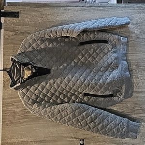 Red Head Brand Co. Heather gray quilted 1/4 button up with navy blue accents